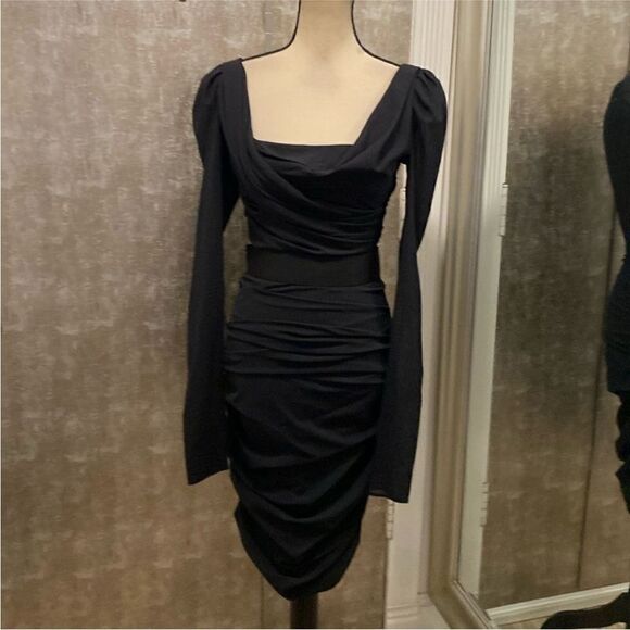 Dolce & Gabbana Black ruched mesh dress, US4 - www.ice4pros.com.br